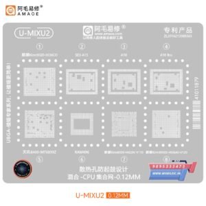 AMAOE U-MIXU2 8-in-1 Hybrid CPU & RAM BGA Reballing Stencil (0.12mm) – MT6899 / HI6290 / HI36A0 / A18 / A15, Dimensity 8400 1 AMAOE U-MIXU2 8-in-1 Hybrid CPU & RAM BGA Reballing Stencil (0.12mm) – MT6899 / HI6290 / HI36A0 / A18 / A15, Dimensity 8400