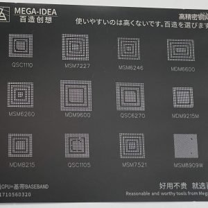 Qualcomm CPU+Baseband QSC1110 MSM7227 MSM6246 MDM6600 MSM6260 MDM9600 QSC6270 MDM9215M MDM8215 QSC1105 MSM7521 MSM8909W stencil Mega-Idea