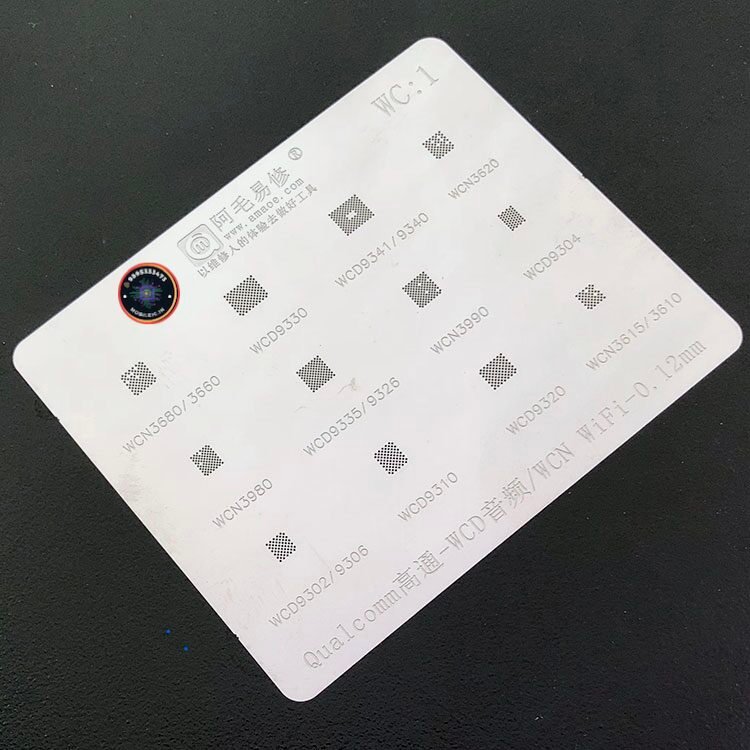 AMAOE Stencil Qualcomm WCD/WCN WC1 – Audio & Connectivity IC Reballing Net (0.12mm)